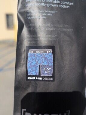 BN3TH Mens Outset Boxer Briefs - Abstract Tropical Navy 5.5" Size M NWT